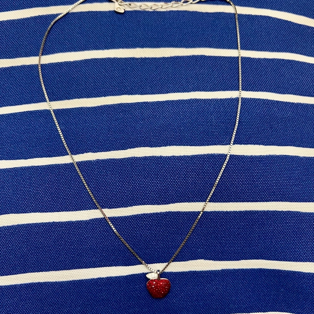 Swarovski Red Apple Necklace Silver Tone